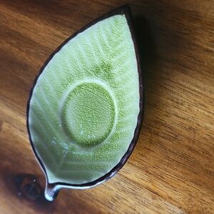 3 For $10 Pier 1 Imports Greenish Stoneware Trinket Leaf Plate.